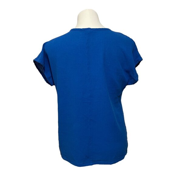 Oh My Gauze! Small/Medium Royal Blue Ruched Detail Short Sleeve Top - Picture 4 of 8